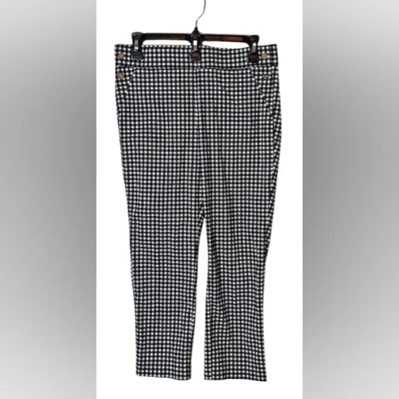 Rafaella Black and White Checkered Ankle Pants Women's Size 10 - Picture 1 of 8